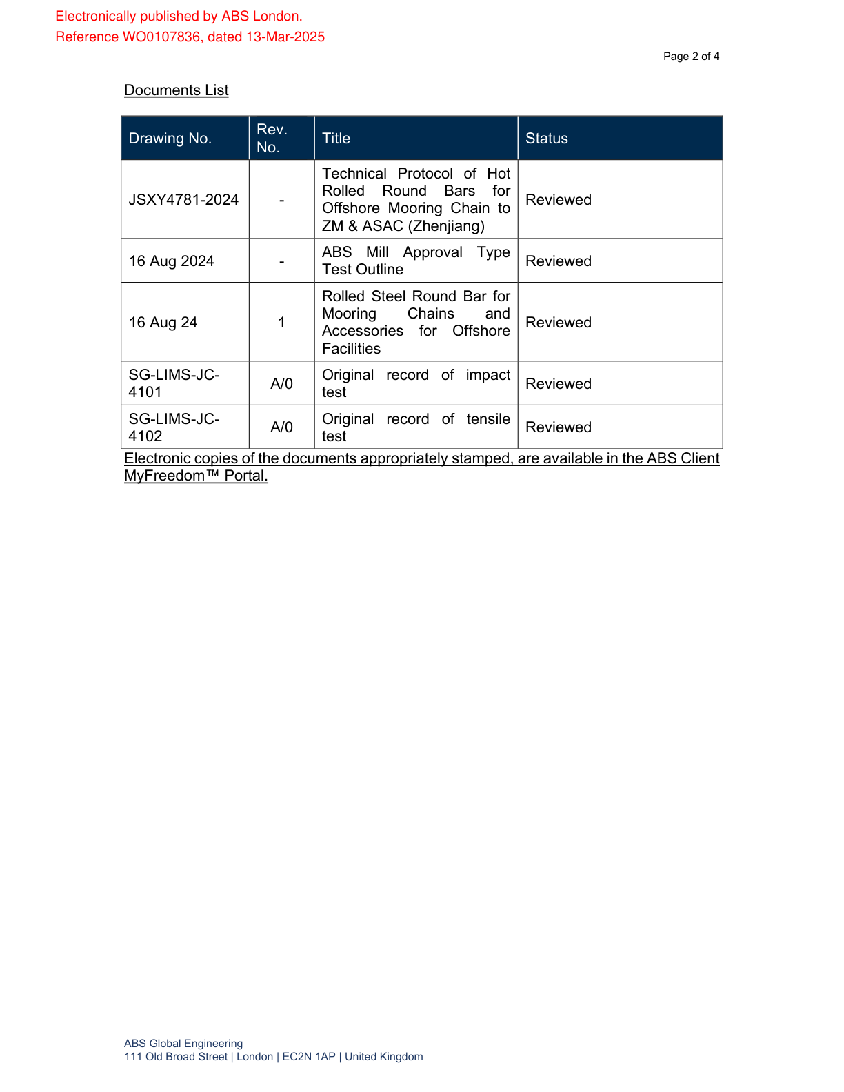 美国船级社证书ABS